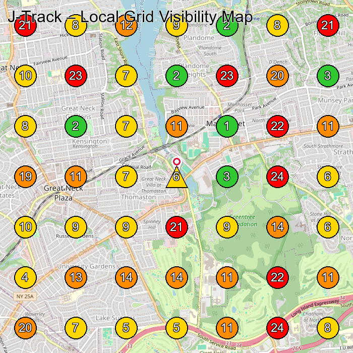J-Track General Contractor GeoGrid ranking map for Great Neck NY